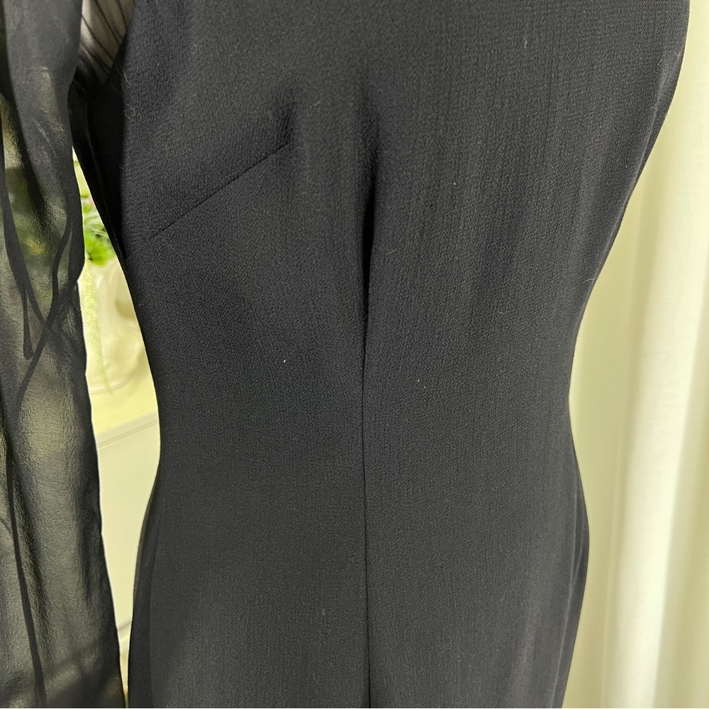 Vintage Carolyne Roehm Black Sheer Sleeved Cocktail Dress - Picture 7 of 16